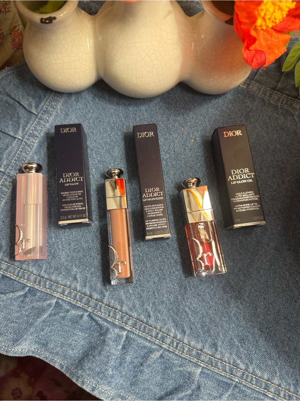 DIOR ADDICT LIP 3 pack: Glow in BlackBerry/Maximizer in Beige/GlowOil in Peachy